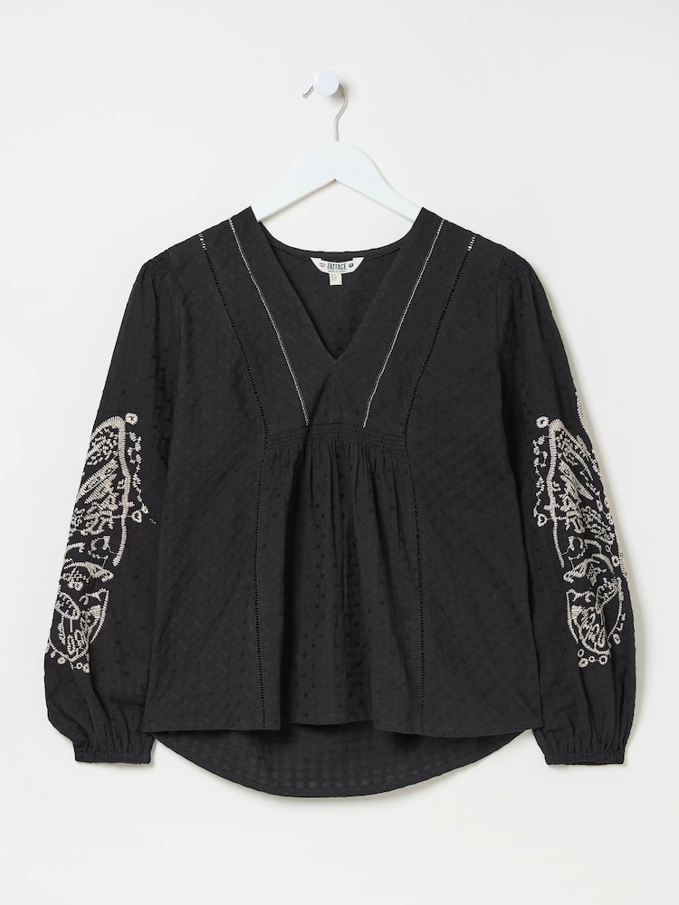 FatFace Black Lara Detail Blouse - Image 6 of 6