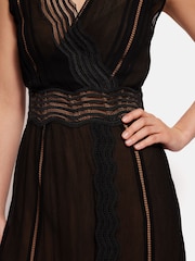 Jigsaw Black Crinkle Lace Trim Dress - Image 3 of 5