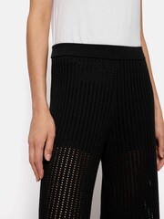 Jigsaw Black 100% Cotton Linear Pointelle Joggers - Image 2 of 6