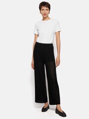 Jigsaw Black 100% Cotton Linear Pointelle Joggers - Image 3 of 6