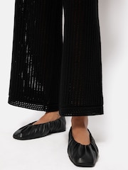 Jigsaw Black 100% Cotton Linear Pointelle Joggers - Image 4 of 6