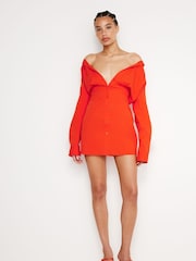 Good American Red Poplin Shirt Dress - Image 1 of 4