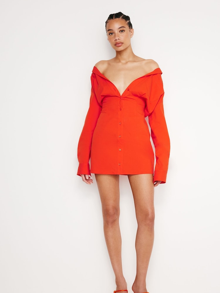 Good American Red Poplin Shirt Dress - Image 1 of 4
