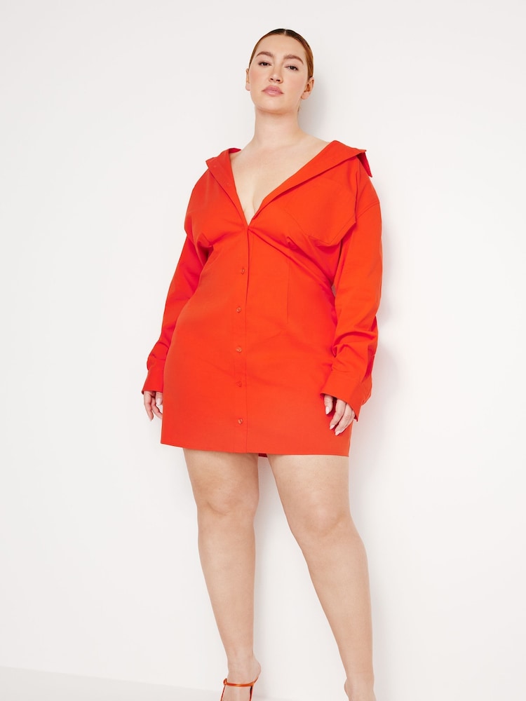 Good American Red Poplin Shirt Dress - Image 2 of 4