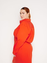Good American Red Poplin Shirt Dress - Image 4 of 4