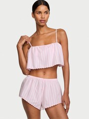 Victoria's Secret Pretty Blossom Pink Stripe Eyelet Cami Set - Image 1 of 1