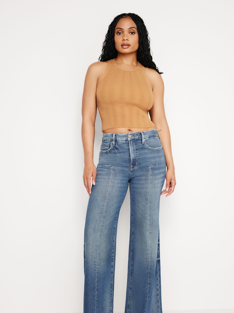 Good American Blue Waist Palazzo Jeans - Image 1 of 5