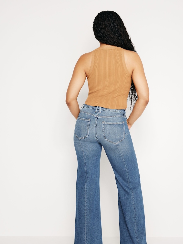 Good American Blue Waist Palazzo Jeans - Image 2 of 5
