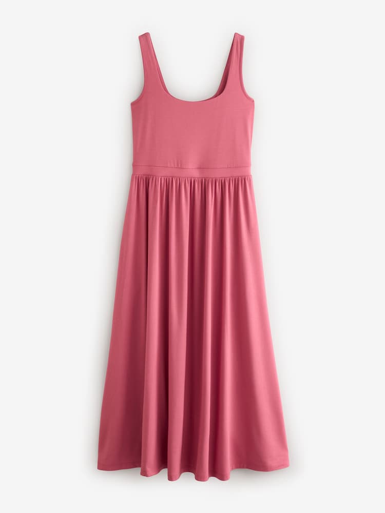 Dusky Pink Jersey Waisted Summer Dress - Image 1 of 6