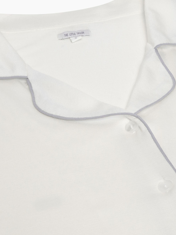 The Little Tailor Cream Soft Jersey LenzingTM EcoVeraTMButton Through Shorty Pyjamas Set - Image 12 of 12