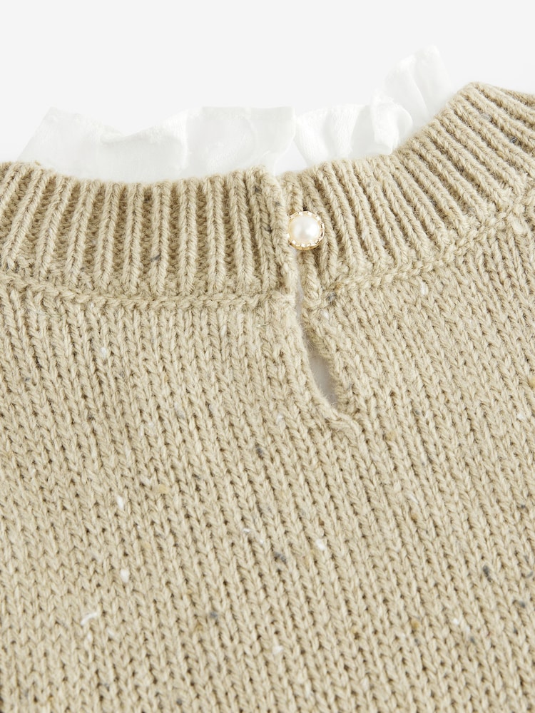 Green Sage Collared Shirt Layer Knitted Tank with Wool - Image 8 of 10