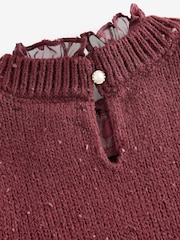 Red Berry Collared Shirt Layer Knitted Tank with Wool - Image 8 of 10