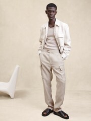 Banana Republic Beige European Linen Tailored Cargo Trousers - Image 1 of 1