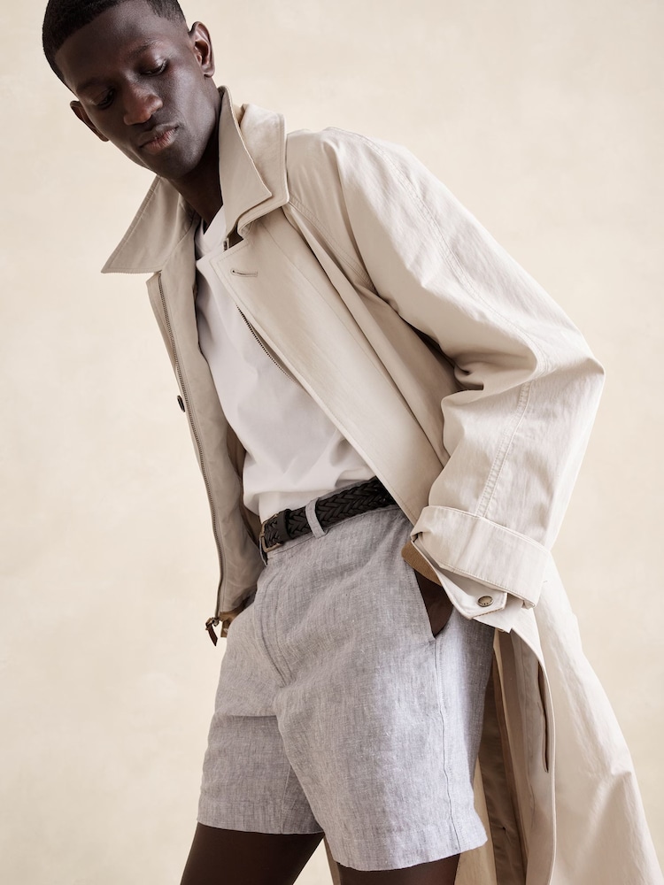 Banana Republic Light Grey Lino 7" Linen Shorts - Image 1 of 1 Banana Republic Light Grey Lino 7" Linen Shorts - Image 1 of 1