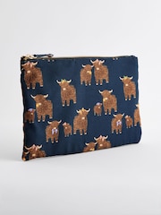 Navy Cotton Canvas Zip 100% Cotton Pouch - Image 1 of 5