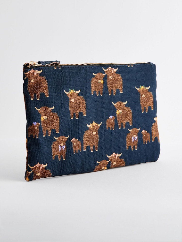 Navy Cotton Canvas Zip 100% Cotton Pouch - Image 1 of 5