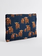 Navy Cotton Canvas Zip 100% Cotton Pouch - Image 2 of 5