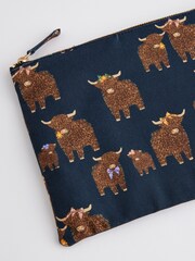 Navy Cotton Canvas Zip 100% Cotton Pouch - Image 3 of 5