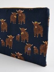 Navy Cotton Canvas Zip 100% Cotton Pouch - Image 4 of 5