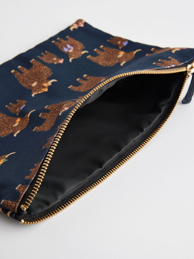 Navy Cotton Canvas Zip 100% Cotton Pouch - Image 5 of 5