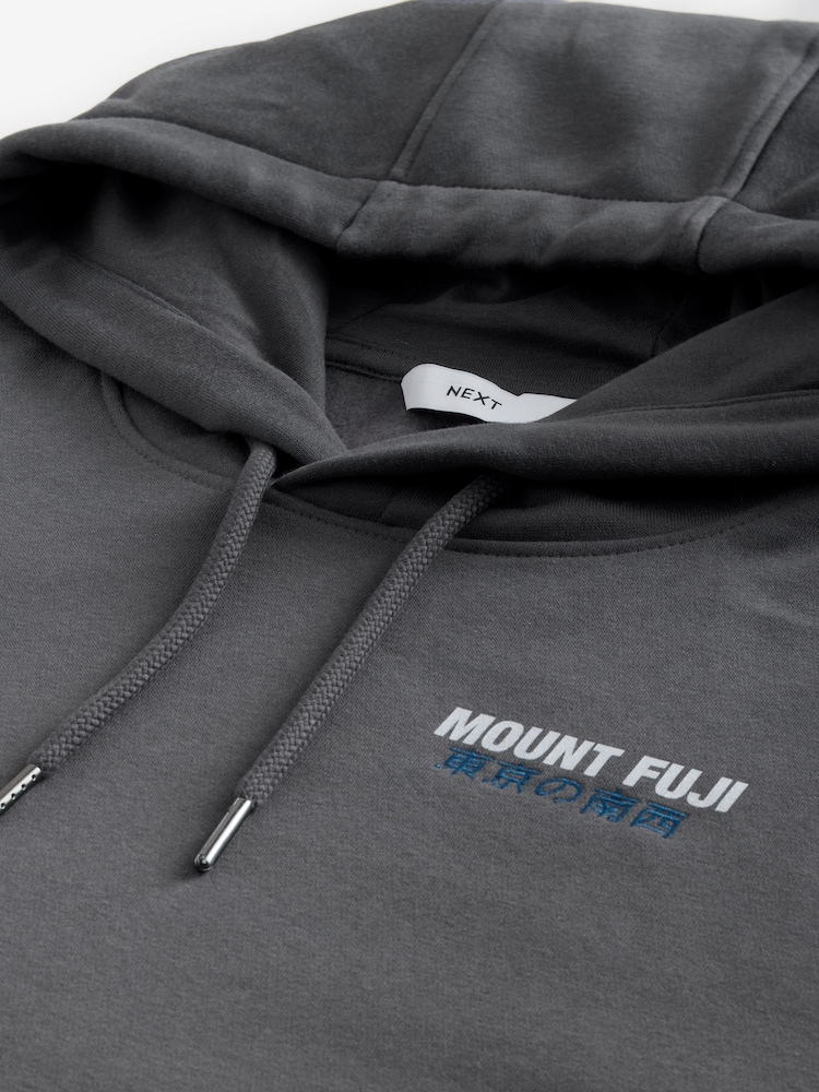 Slate Grey Graphic Print Hoodie - Image 8 of 9