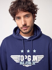 Top Gun Blue Cotton Rich Printed Graphic Hoodie - Image 1 of 9