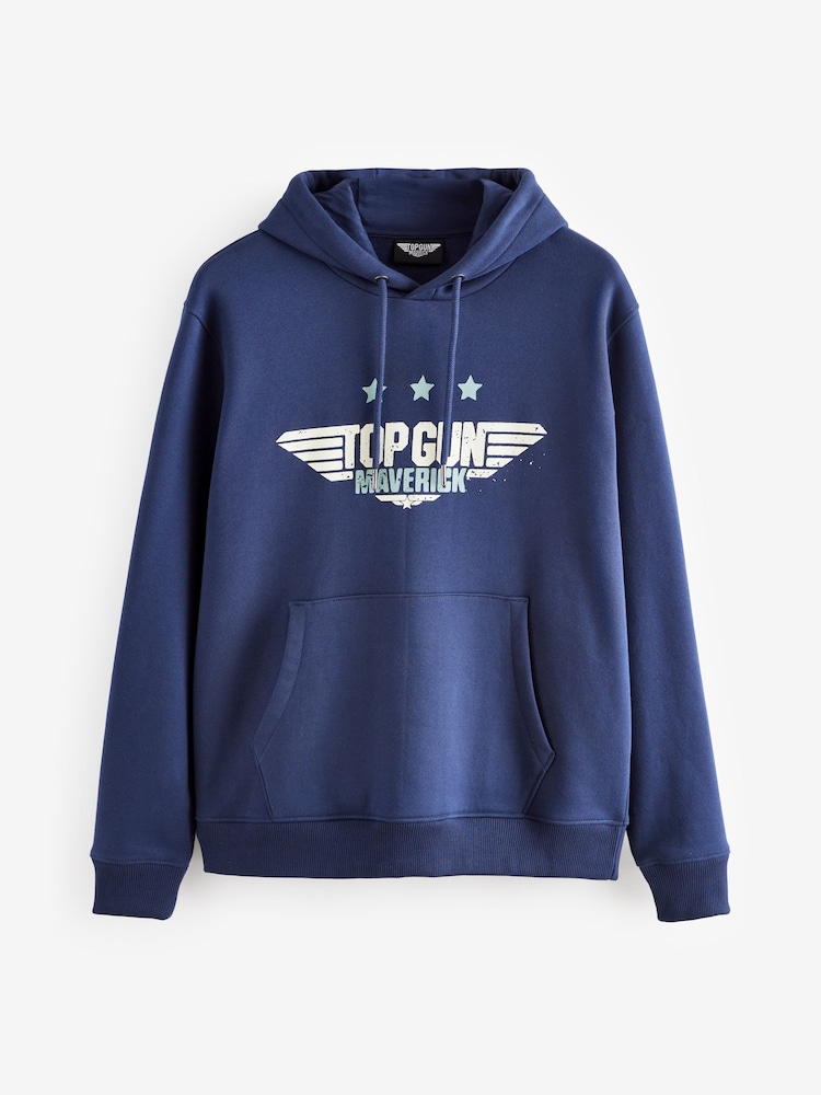 Top Gun Blue Cotton Rich Printed Graphic Hoodie - Image 7 of 9