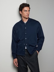 Navy Blue Cotton Rich Jersey Button Through Shacket - Image 4 of 9