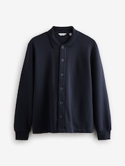 Navy Blue Cotton Rich Jersey Button Through Shacket - Image 7 of 9
