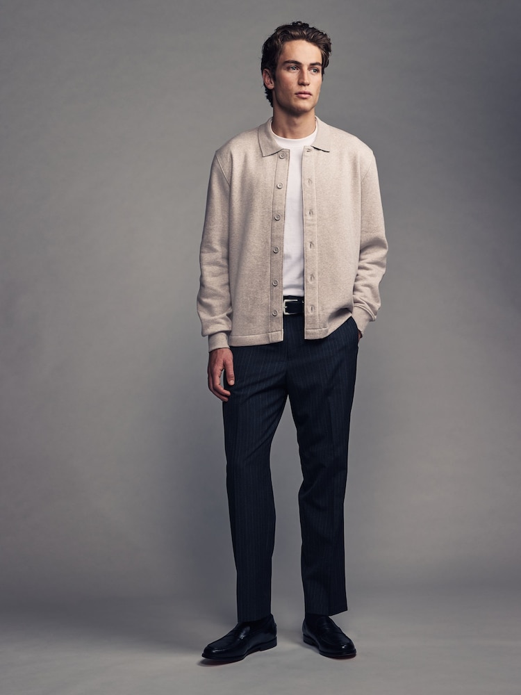 Neutral Cotton Rich Jersey Button Through Shacket - Image 2 of 7