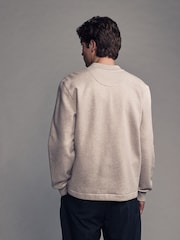 Neutral Cotton Rich Jersey Button Through Shacket - Image 3 of 7