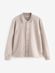 Neutral Cotton Rich Jersey Button Through Shacket - Image 5 of 7