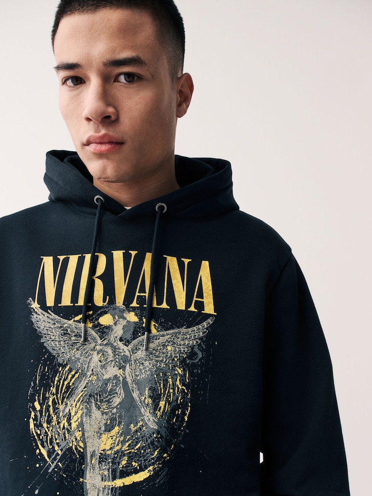 Black Nirvana License Graphic Hoodie - Image 1 of 7