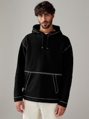 Black Hem Heavyweight 100% Cotton Hoodie - Image 1 of 8