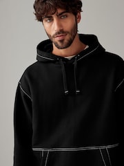 Black Hem Heavyweight 100% Cotton Hoodie - Image 4 of 8