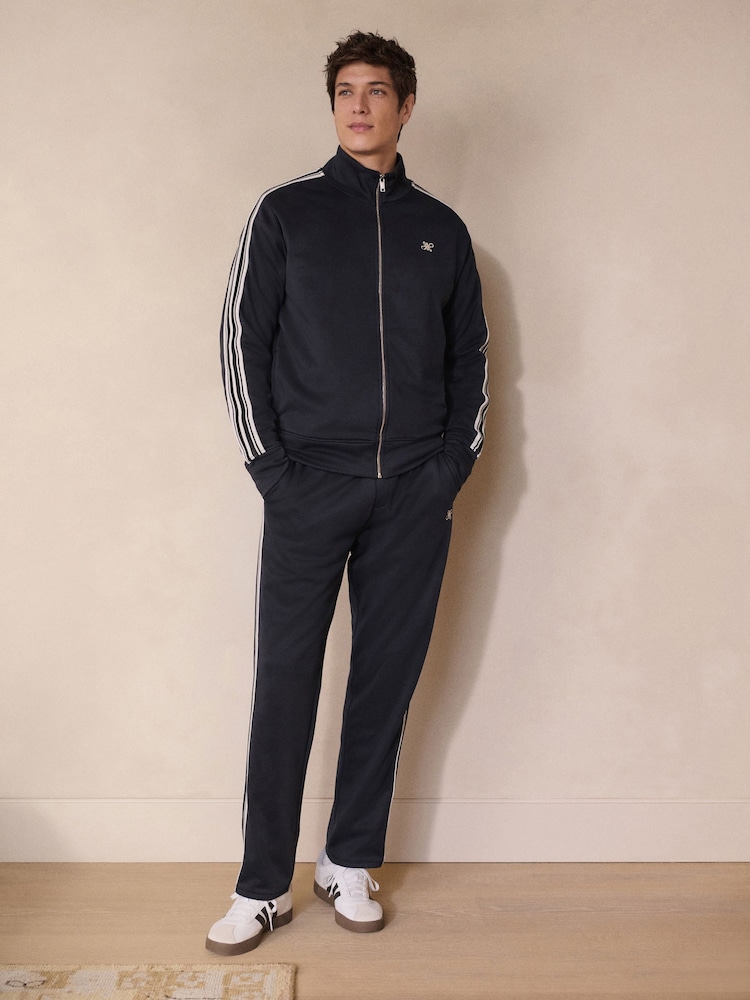 Navy Blue Zip Through Side Stripe Jacket - Image 2 of 7