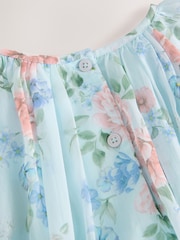 Blue Floral Angel Sleeve Chiffon Dress (3-16yrs) - Image 8 of 9