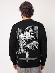 Black on White Cotton Rich Crew Graphic Sweatshirt - Image 1 of 9