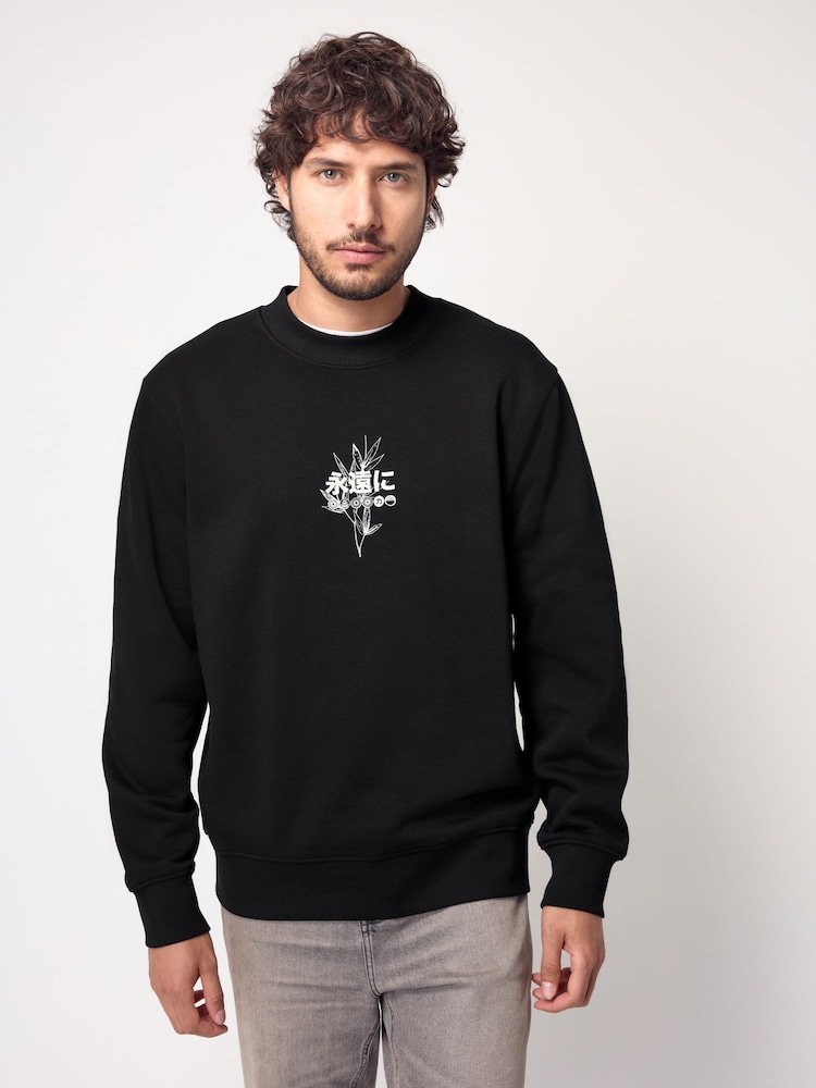 Black on White Cotton Rich Crew Graphic Sweatshirt - Image 2 of 9
