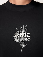 Black on White Cotton Rich Crew Graphic Sweatshirt - Image 6 of 9