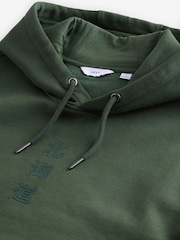 Verde caqui - Sudadera de alto contenido en algodón con diseño gráfico estampado y capucha - Imagen 9 de 10