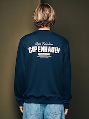 Navy Blue Cotton Rich Crew Graphic Sweatshirt - Image 1 of 7