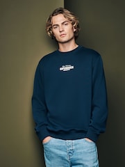 Navy Blue Cotton Rich Crew Graphic Sweatshirt - Image 3 of 7
