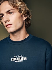 Navy Blue Cotton Rich Crew Graphic Sweatshirt - Image 4 of 7