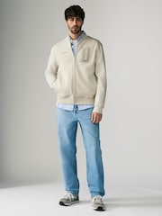 Ecru Zip Through Brooklyn Graphic Jersey Bomber - Image 3 of 9
