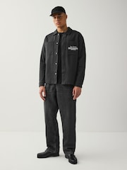 Slate Grey Embroidered Graphic Shacket - Image 3 of 9