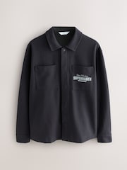 Slate Grey Embroidered Graphic Shacket - Image 6 of 9