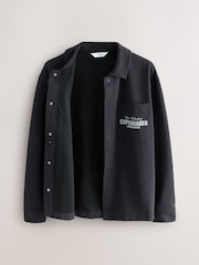 Slate Grey Embroidered Graphic Shacket - Image 7 of 9