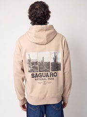 Neutral Cotton Rich Printed Graphic Hoodie - Image 1 of 9