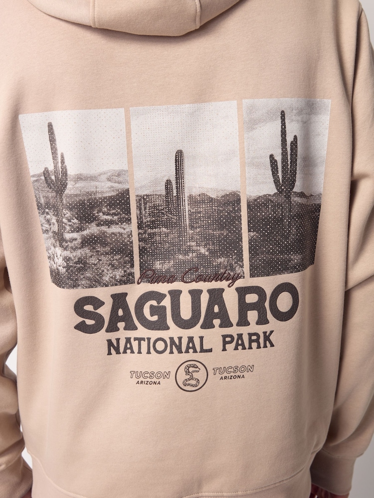 Neutral Cotton Rich Printed Graphic Hoodie - Image 5 of 9